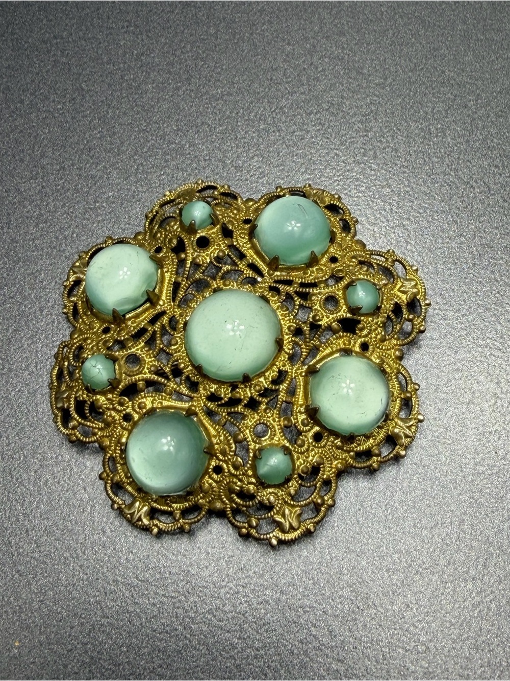 Vintage West German Brooch with Givre Glass